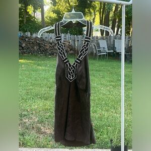 Ann Taylor Beaded silk dark brown Halter Top size 8 with side zip
